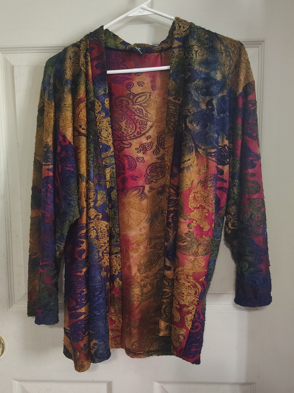 Sacred Threads Boho Hippy Cardigan Colorful Paisley Sz L/XL